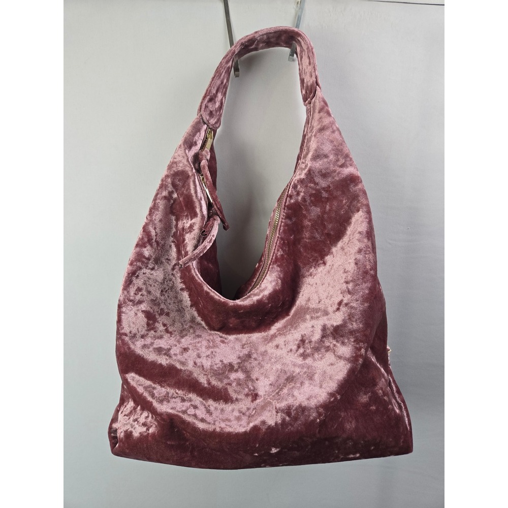 Tabitha Webb Mauve Pink Crushed Velvet Hobo Shoulder Bag RN59478 Euro Boho